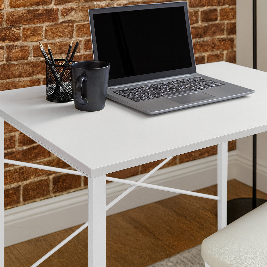 2pc Black Metal Industrial Office Desk & Chair Set