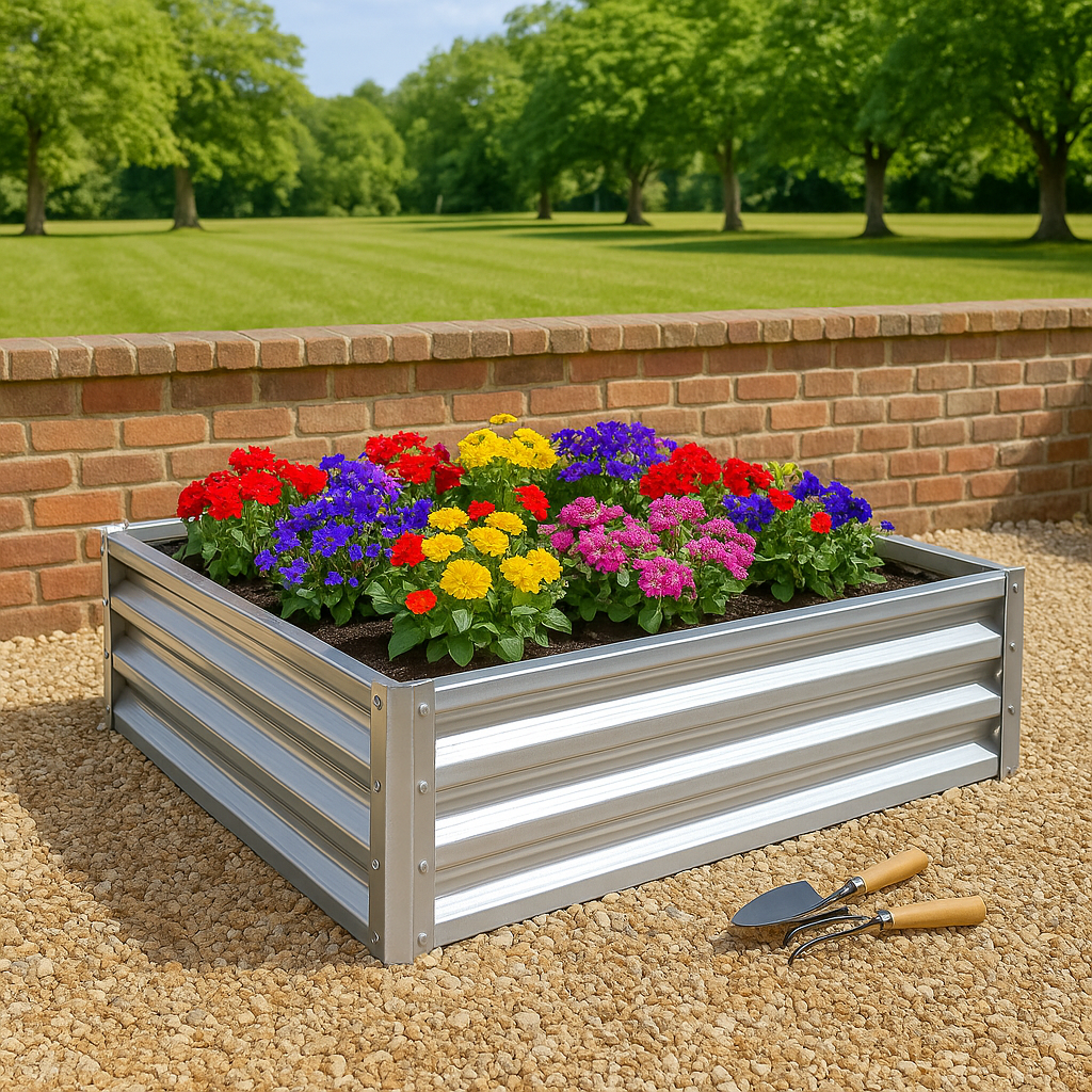 90cm x 90cm Square Galvanised Steel Raised Garden Bed
