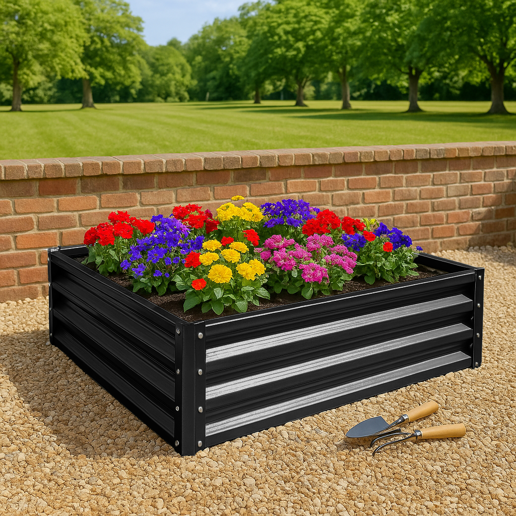 60cm x 60cm Square Galvanised Steel Raised Garden Bed