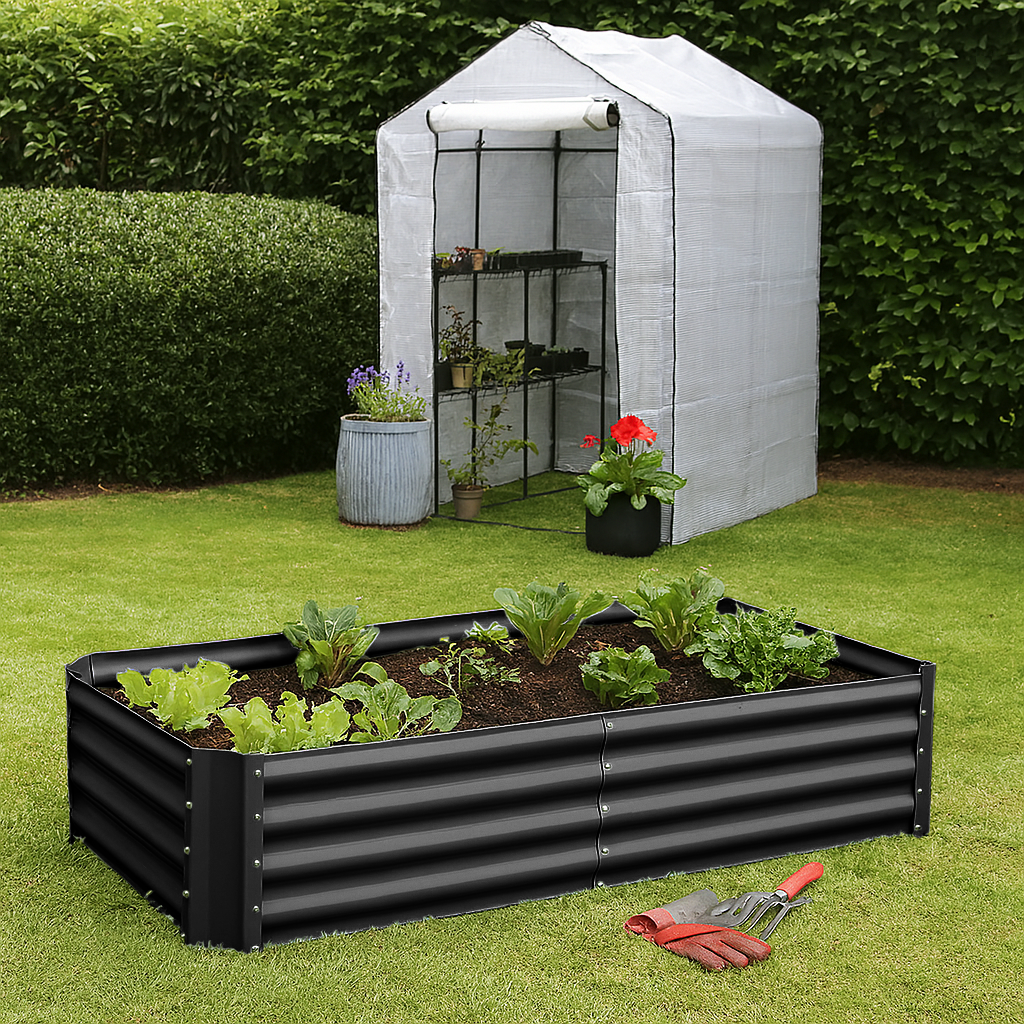 180cm x 90cm Rectangle Galvanised Steel Raised Garden Bed