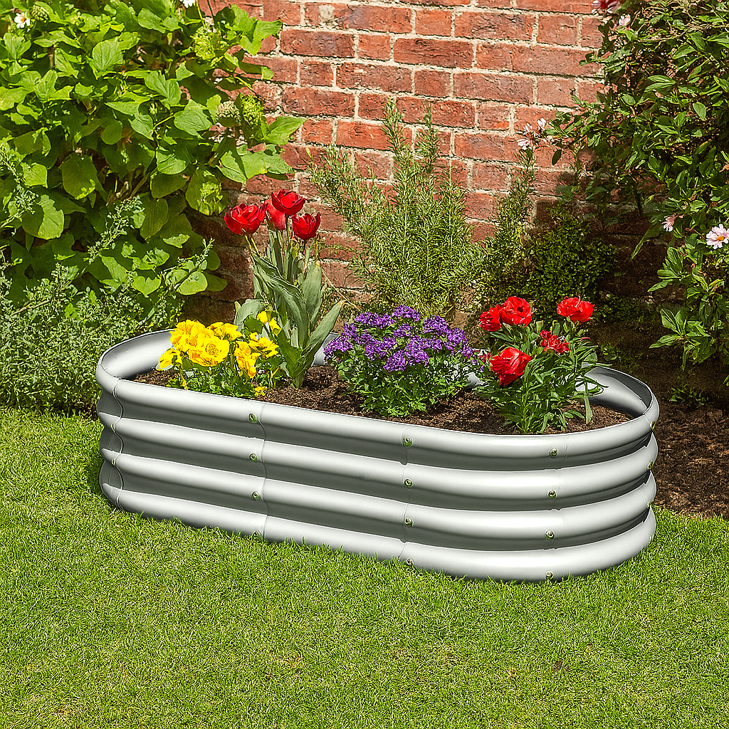 120cm x 60cm Rounded Galvanised Steel Raised Garden Bed