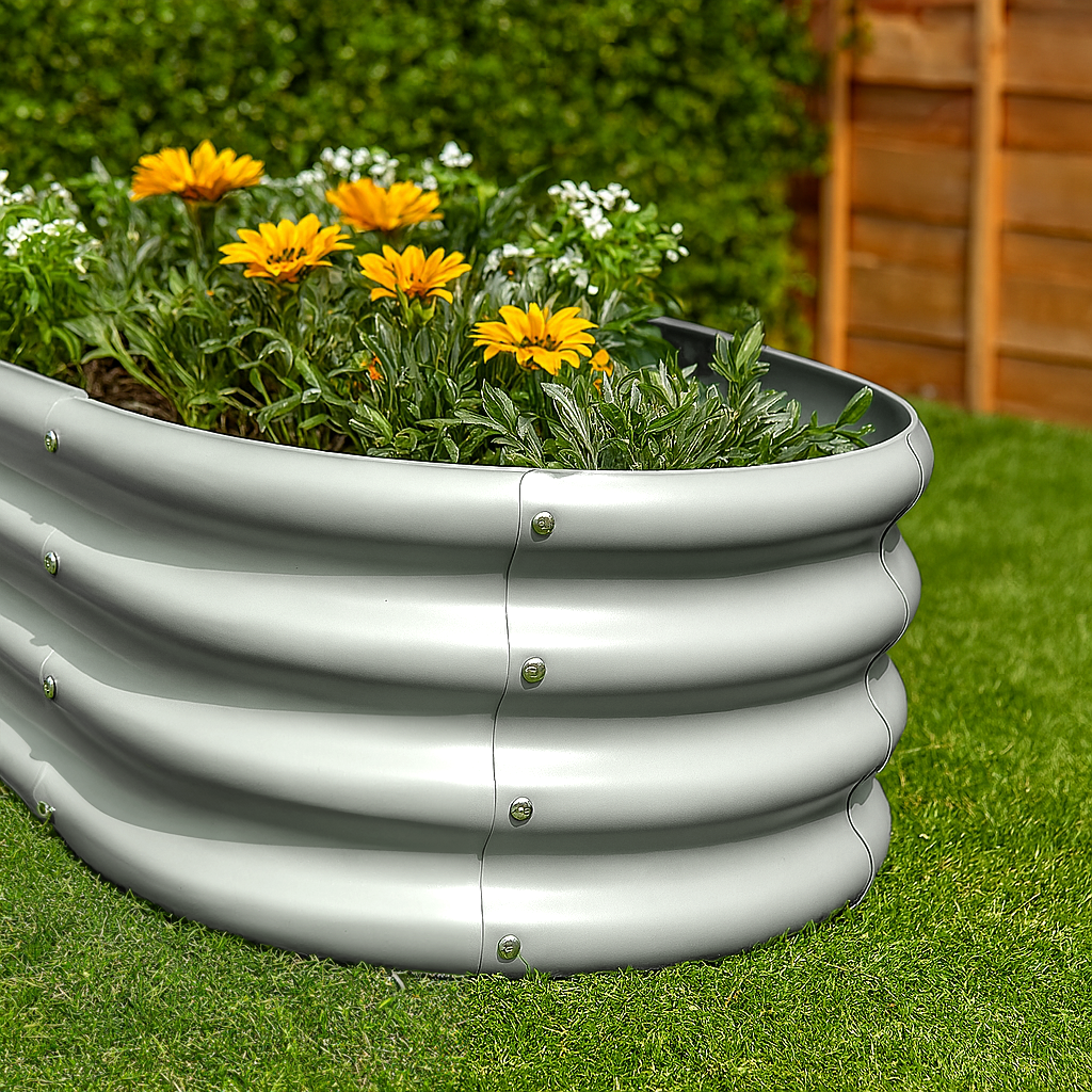 120cm x 60cm Rounded Galvanised Steel Raised Garden Bed
