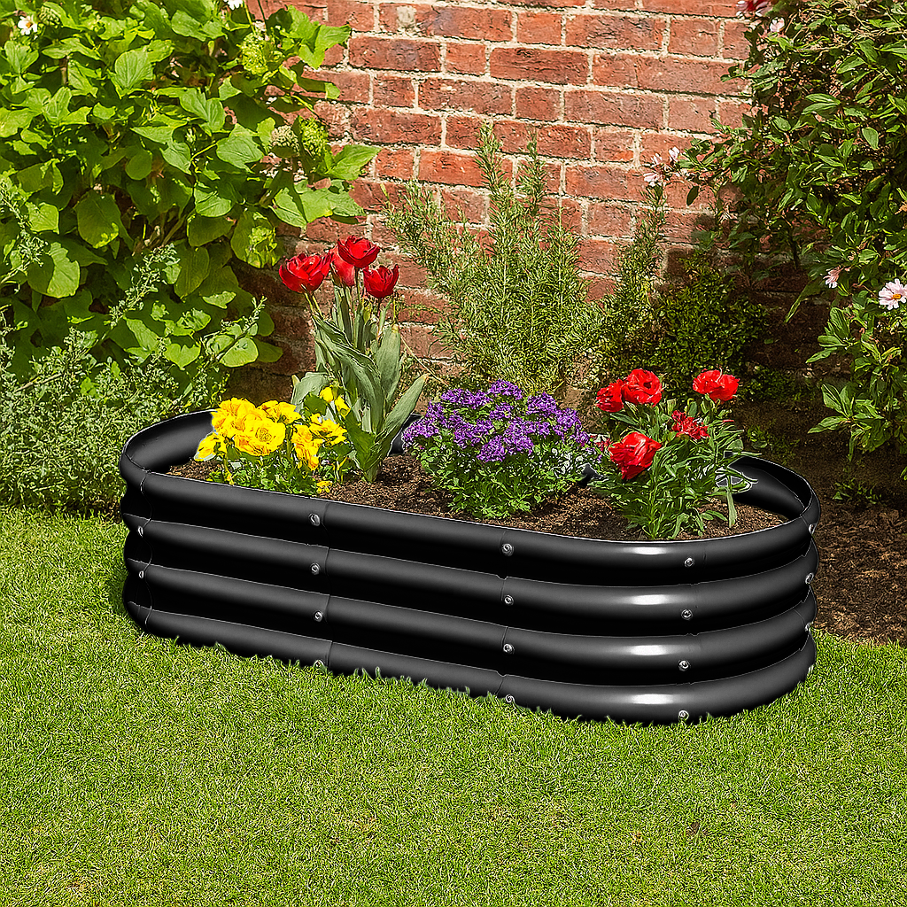 180cm x 90cm Rounded Galvanised Steel Raised Garden Bed