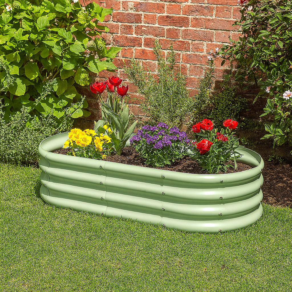 180cm x 90cm Rounded Galvanised Steel Raised Garden Bed