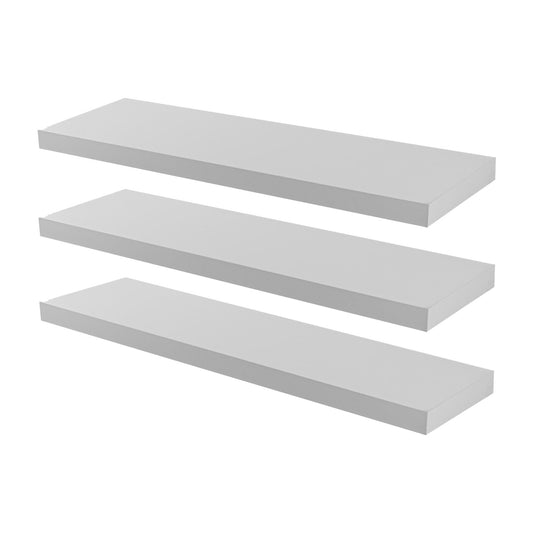 100cm White Modern Floating Shelves - Pack of Three