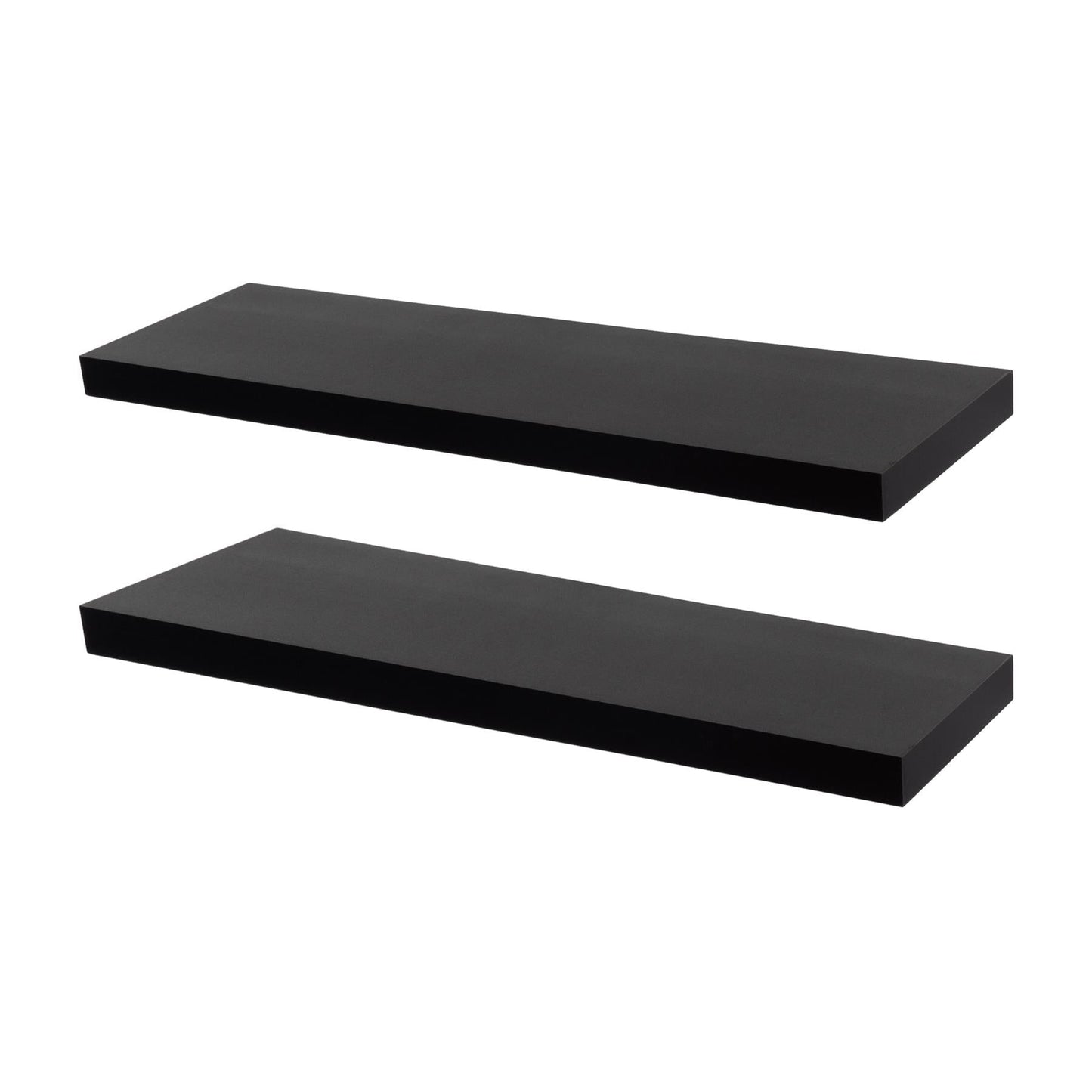80cm Black Modern Floating Shelves - Pack of Two
