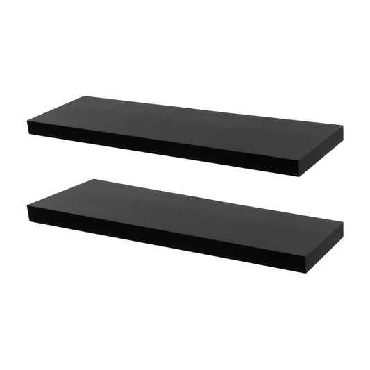 80cm Black Modern Floating Shelves - Pack of Two