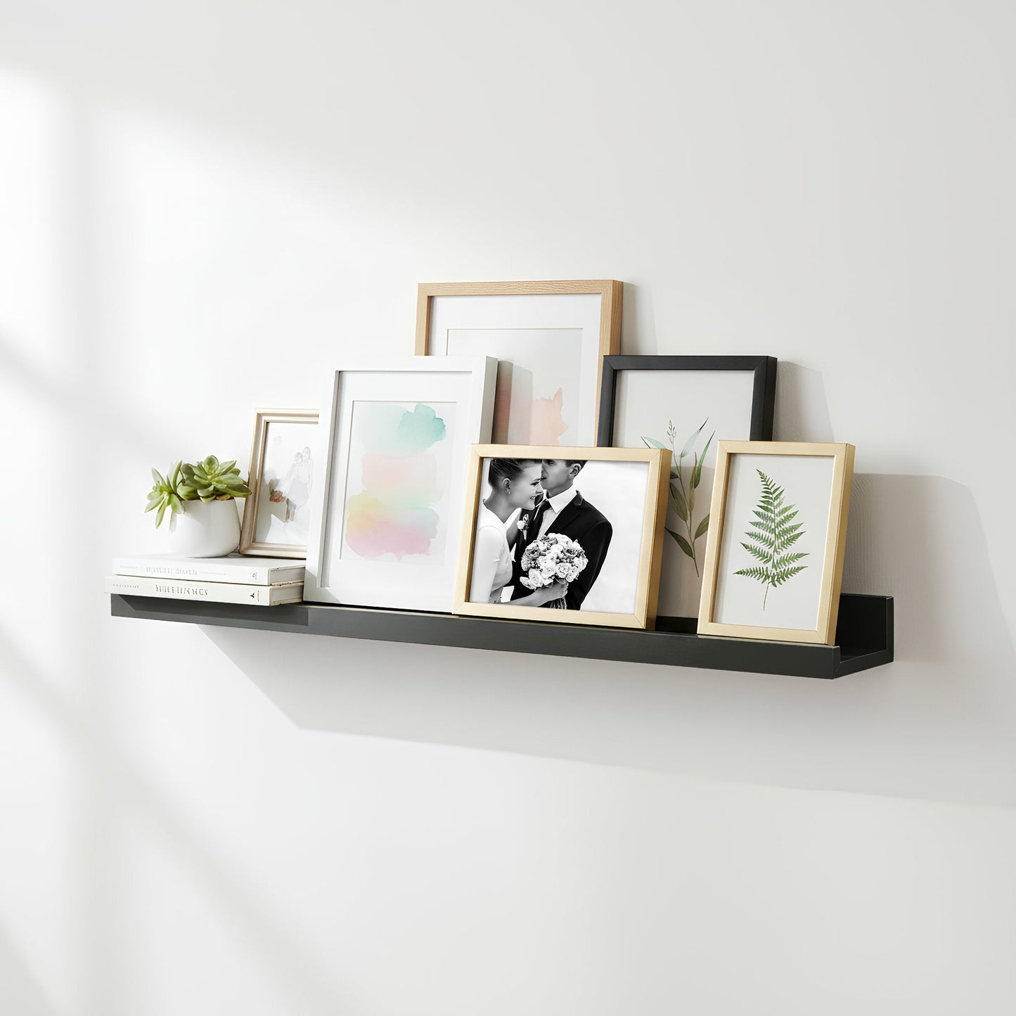 57cm Black Floating Picture Ledge Shelf