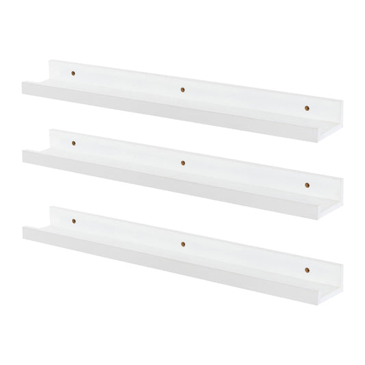 57cm White Floating Picture Ledge Shelves - Pack of Three