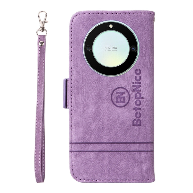 For Honor X9a 5G / X40 5G / Magic5 Lite BETOPNICE Dual-side Buckle Leather Phone Case (Purple)