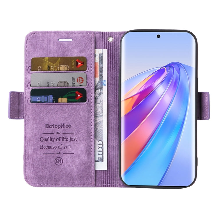 For Honor X9a 5G / X40 5G / Magic5 Lite BETOPNICE Dual-side Buckle Leather Phone Case (Purple)