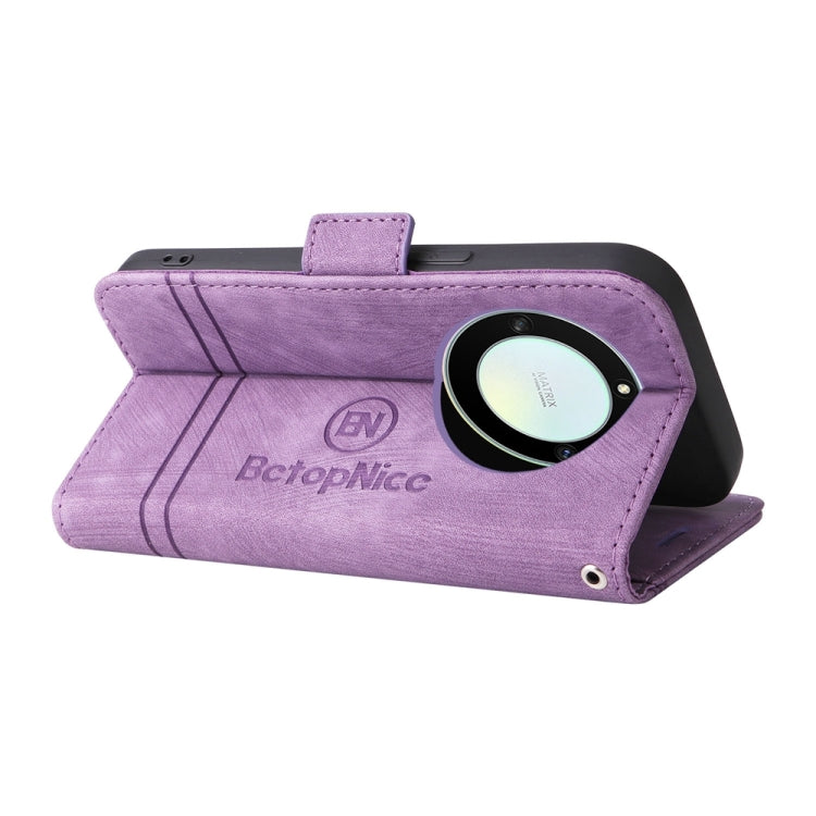 For Honor X9a 5G / X40 5G / Magic5 Lite BETOPNICE Dual-side Buckle Leather Phone Case (Purple)