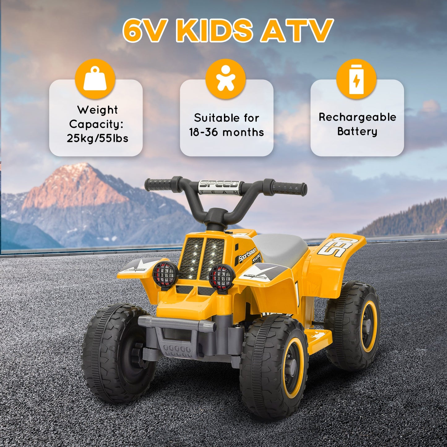AIYAPLAY 6V Electric Quad Bike for Kids w/ Forward Backward