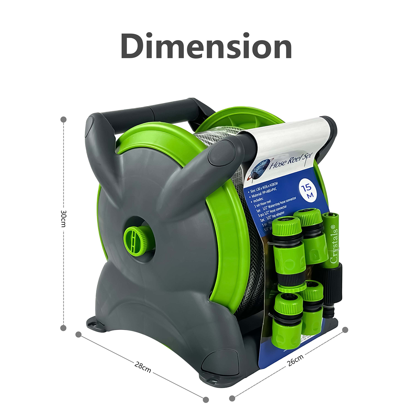 Garden Hose Reel with Wall Mounted Fittings