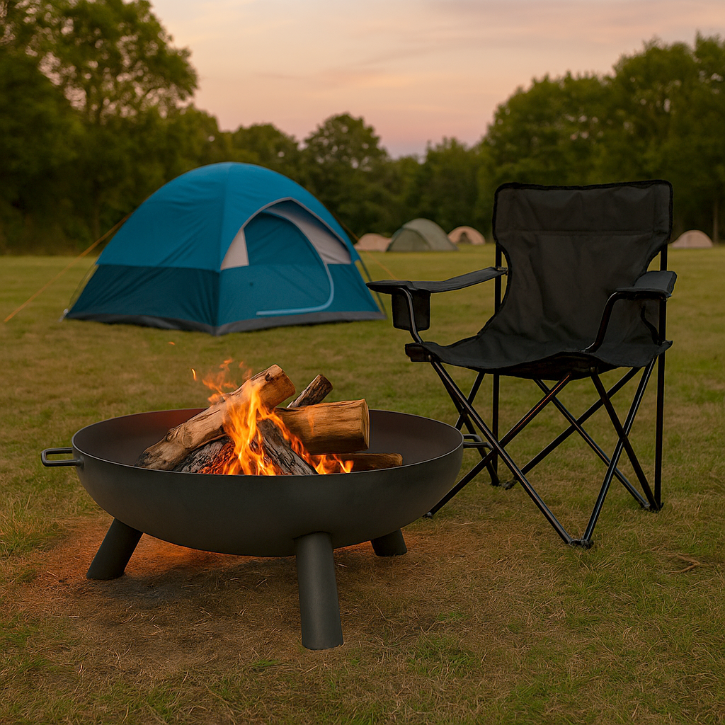 Large Round Iron Fire Pit - 68cm - Black