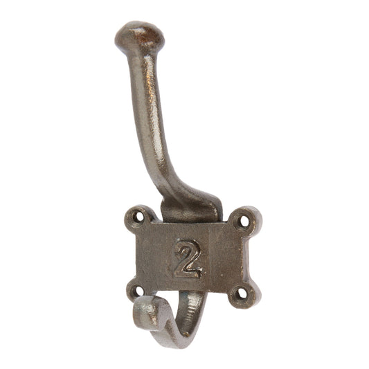 50mm x 115mm Grey Number 2 Hat & Coat Hook