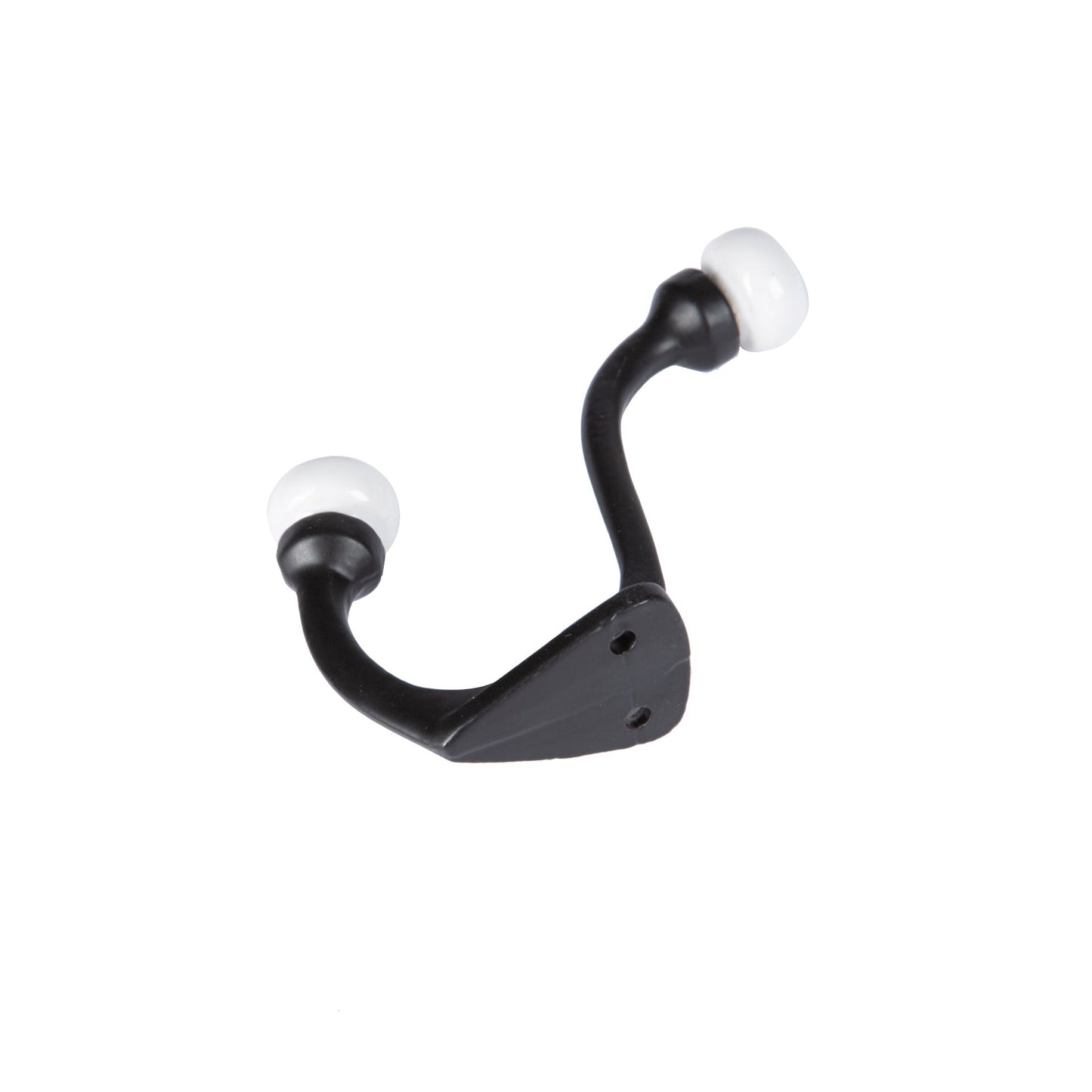 30mm x 105mm White Ceramic Ball Black Hat & Coat Hook
