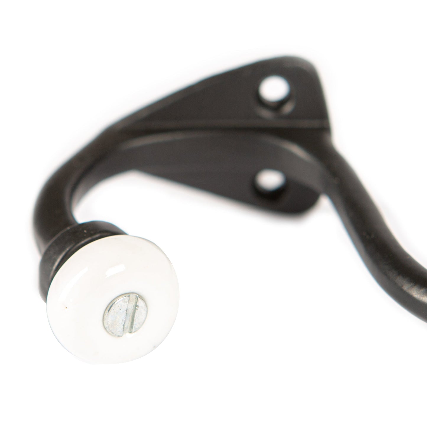 30mm x 105mm White Ceramic Ball Black Hat & Coat Hook