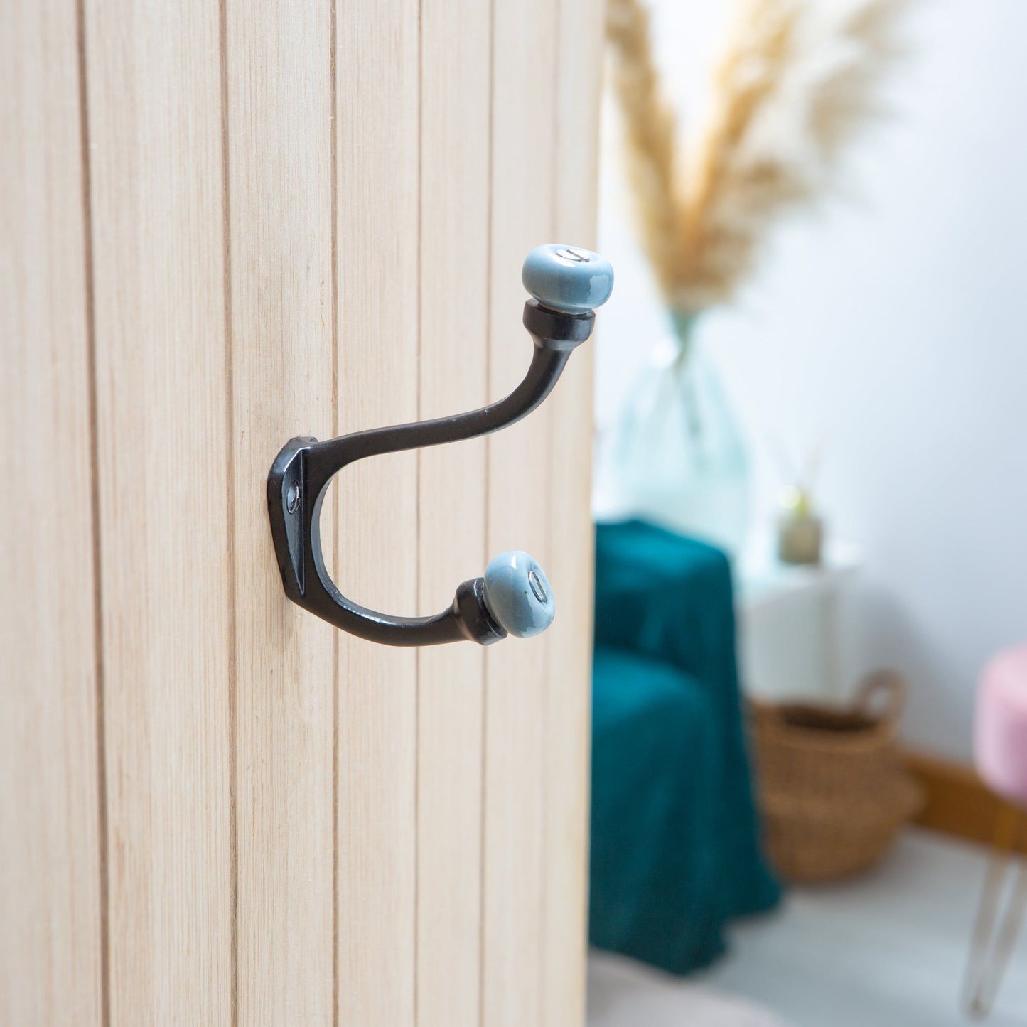 30mm x 105mm Grey Ceramic Ball Raw Hat & Coat Hook