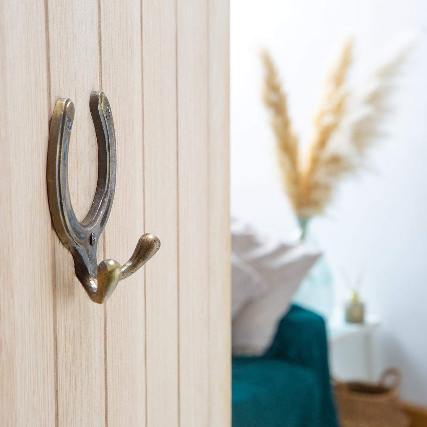 100mm x 110mm Brass Horse Shoe Double Coat Hook