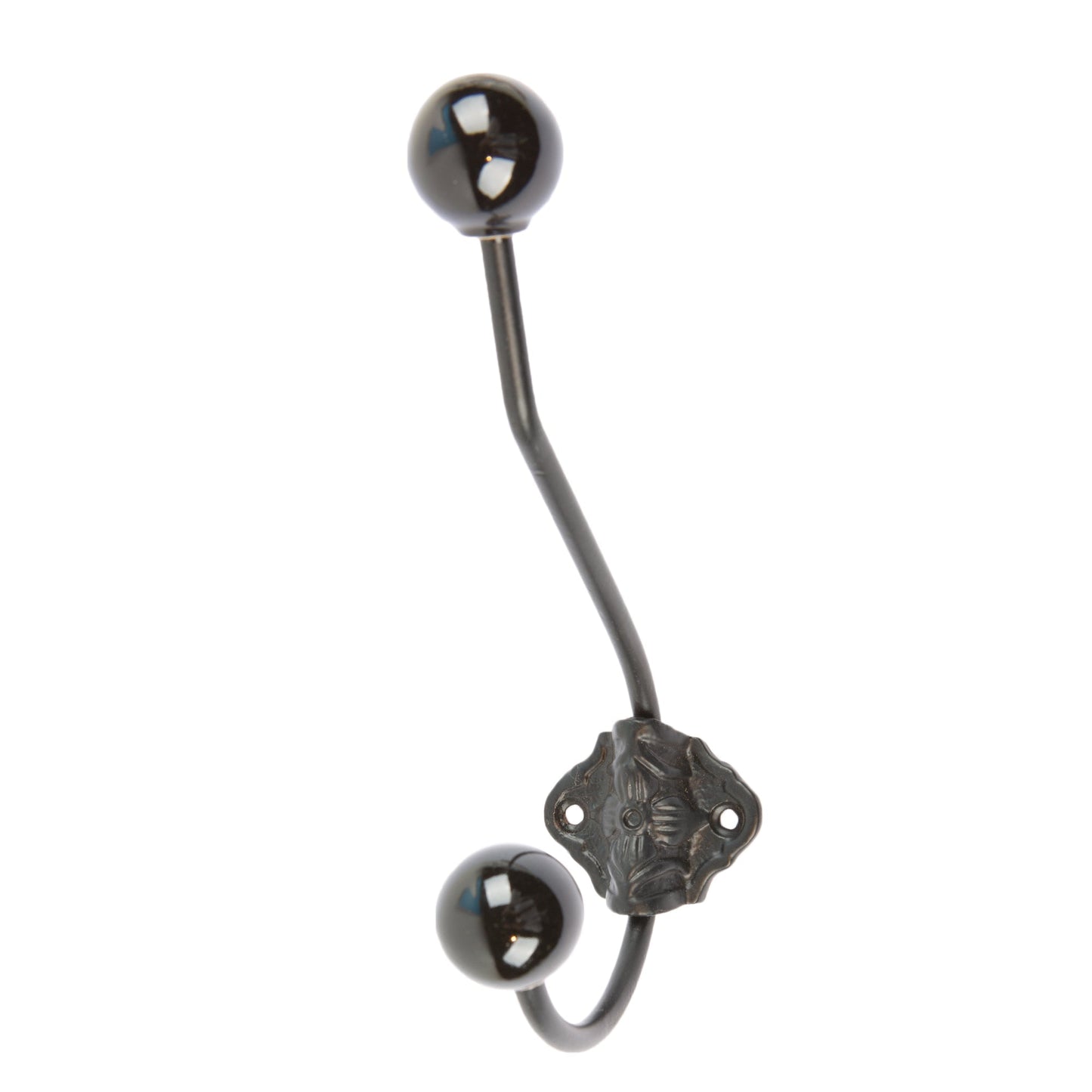 50mm x 180mm Black Ceramic Ball Hat & Coat Hook