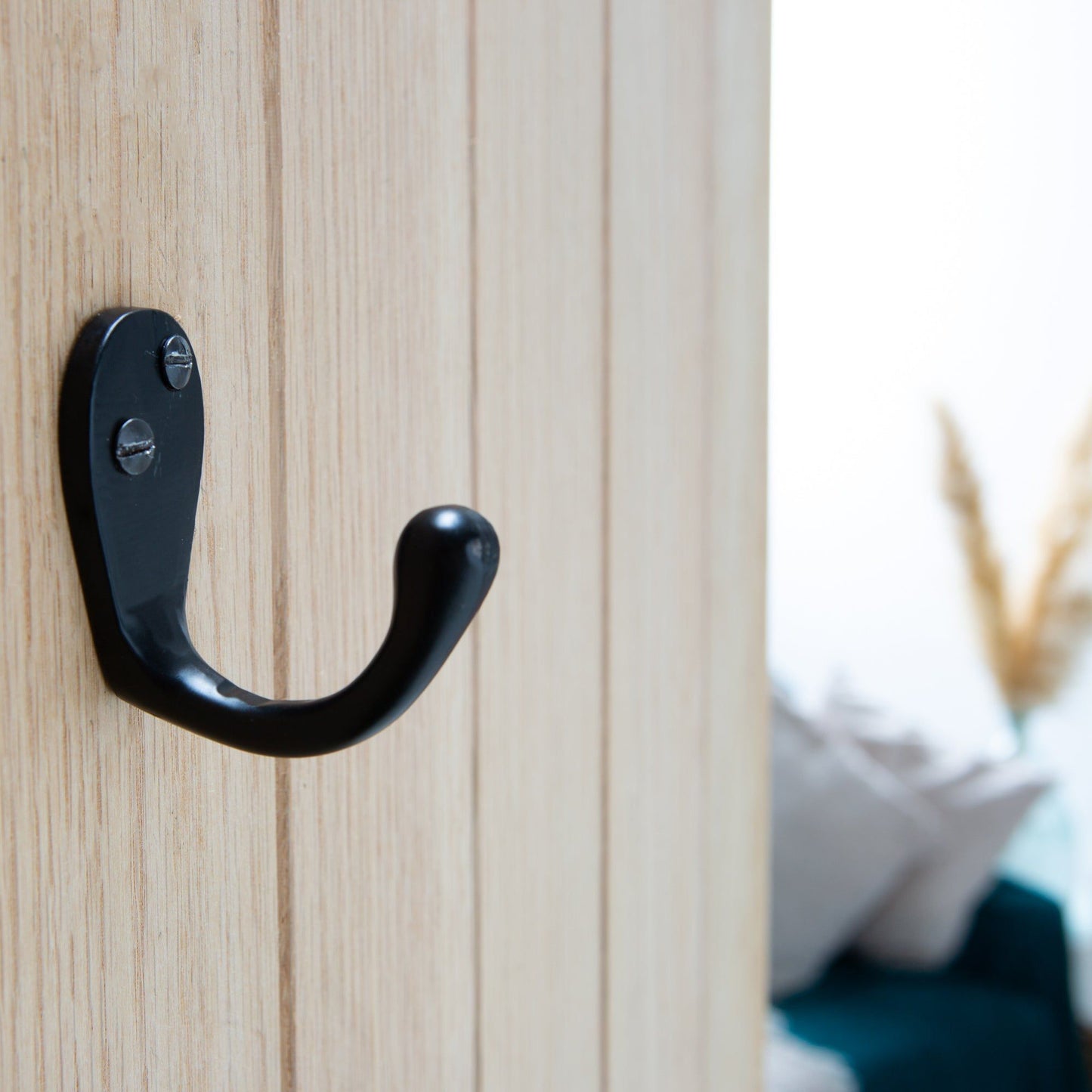 30mm x 55mm Black Narrow Single Robe Hook