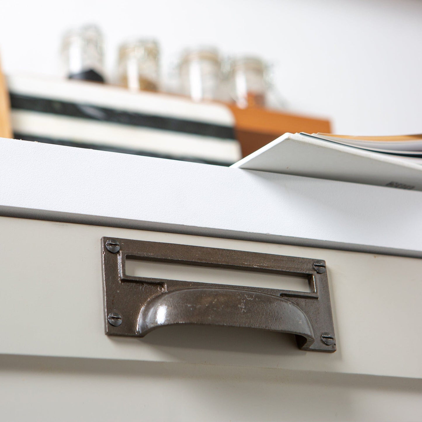 130mm x 50mm Filing Cabinet Cup Handle with Card Frame