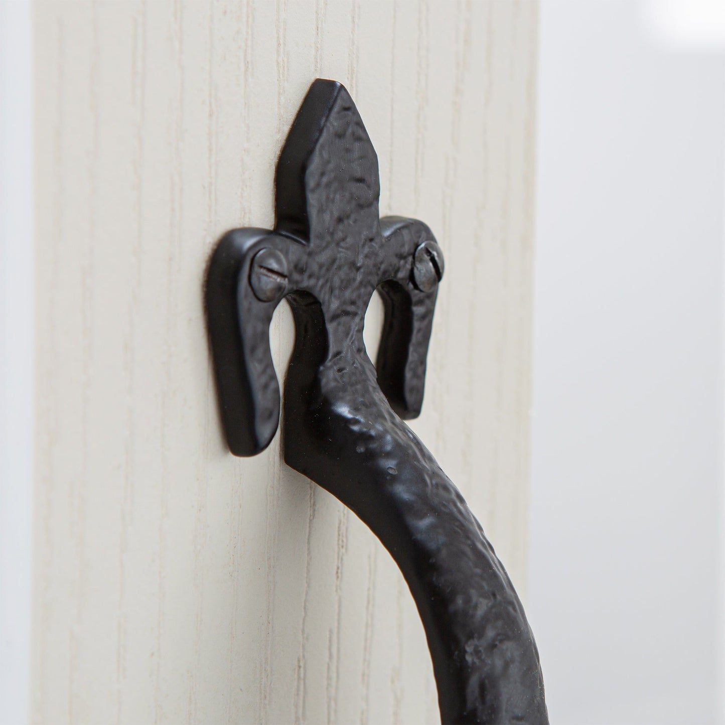 200mm Black Rustic Fleur De Lis Door Handle