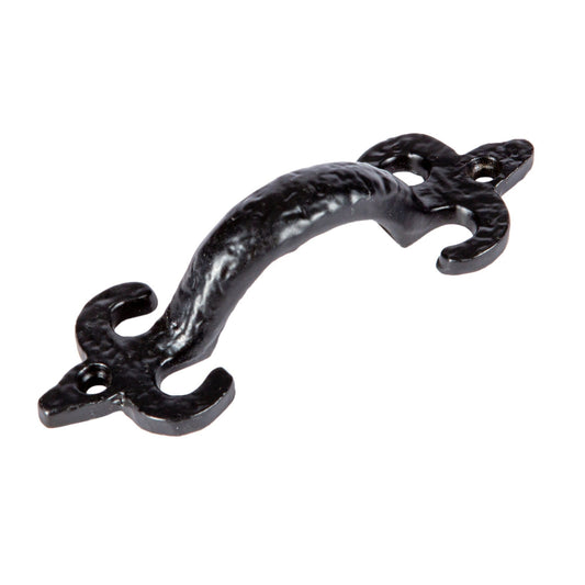 105mm Black Antique Fleur De Lis Door Handle