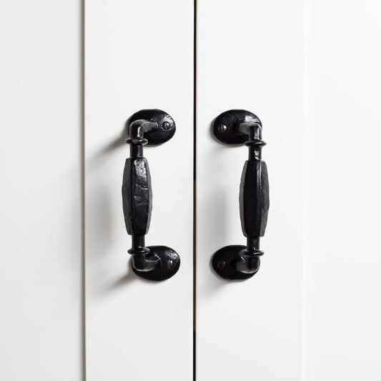 160mm Black Offset Wrought Iron Door Handle