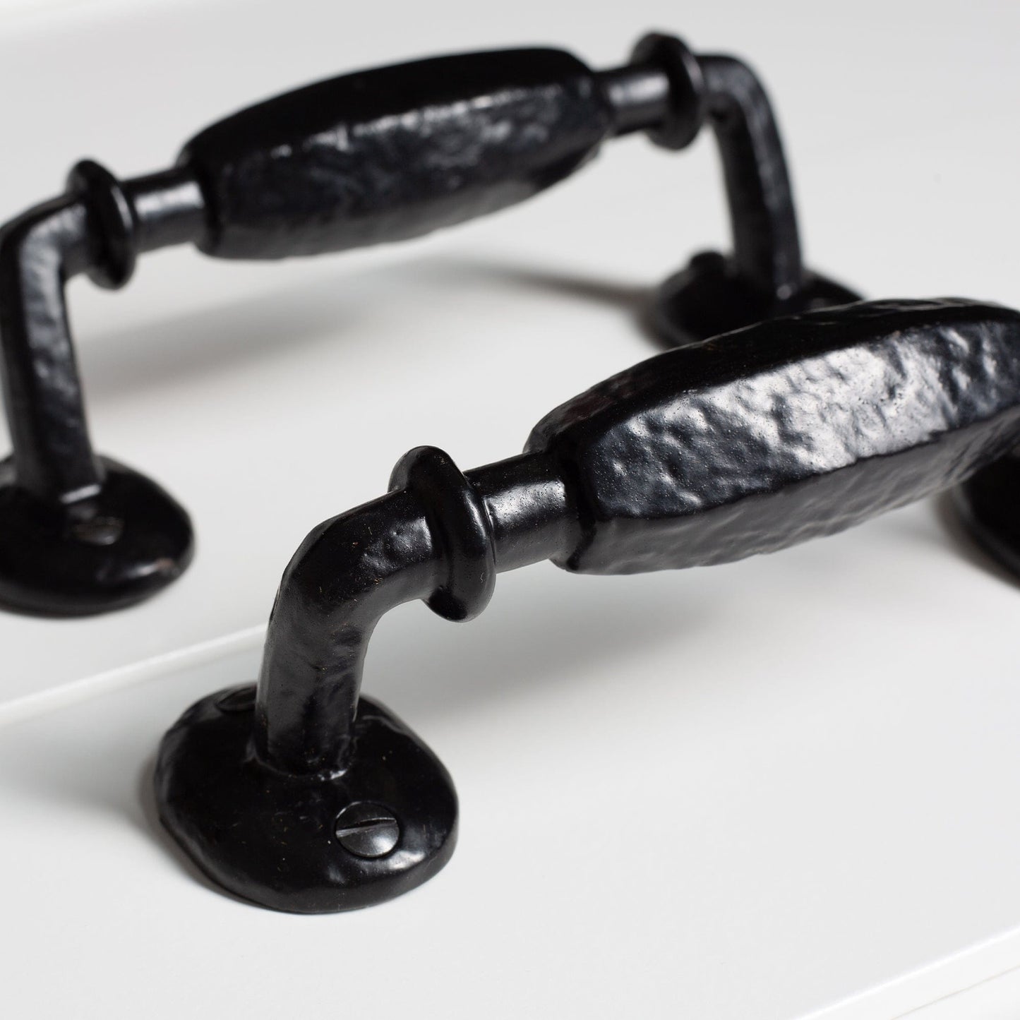 160mm Black Offset Wrought Iron Door Handle