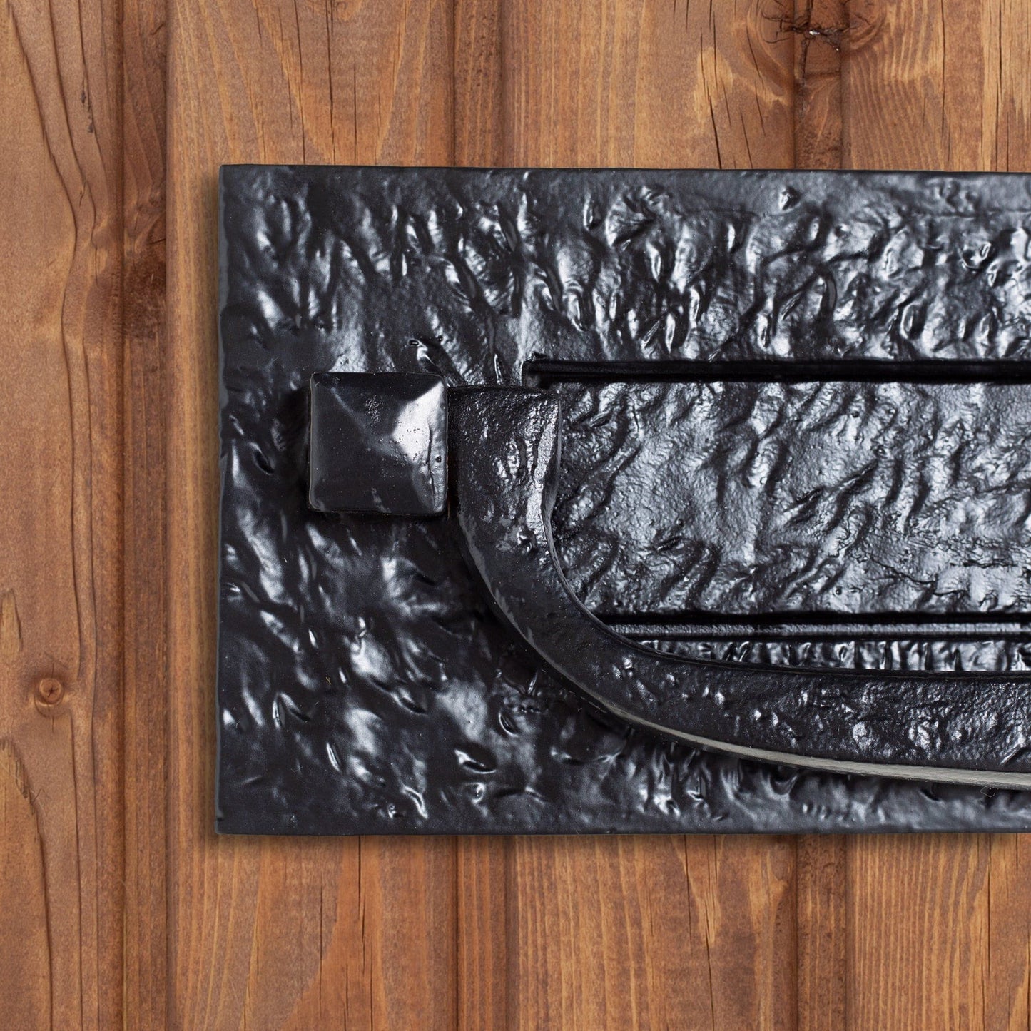 340mm x 105mm Black Antique Letter Plate with Knocker