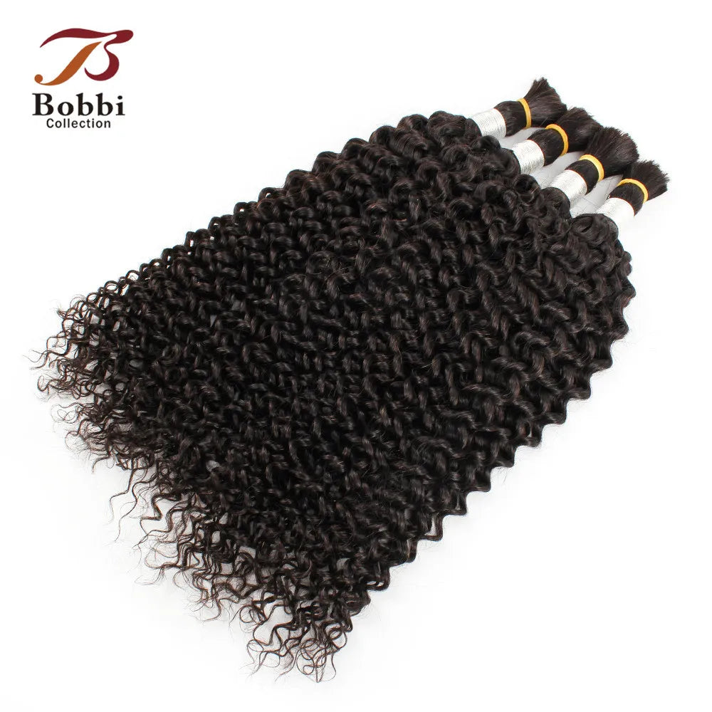 100% Human Hair Bulk for Braiding 1 Bundle Jerry Curly Natural Black Indian Remy Human Boho Braiding Hair Bulk Extensions Bobbi