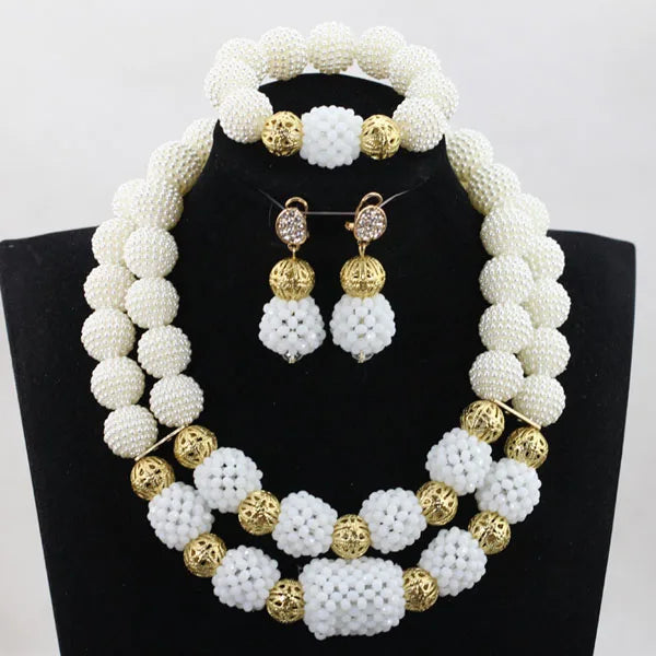 Stud Earrings Women African Nigerian Jewelry Set 2 Rows Layers Purple Necklace Bracelet Jewelry Set for Wedding  ABH377