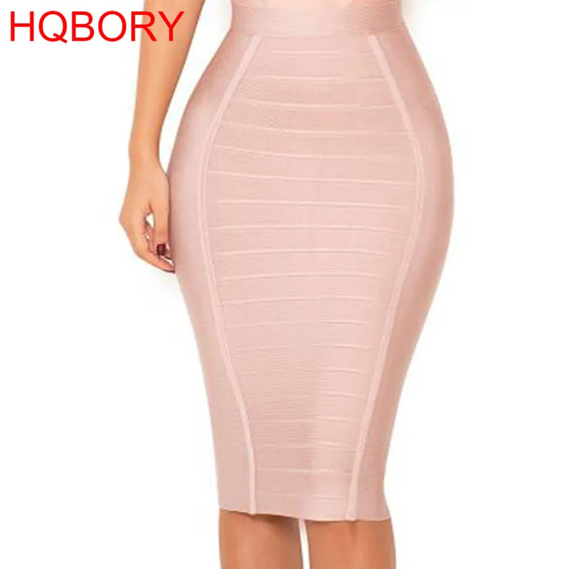 HQBORY Quality Nude Bandage Skirts White Office Lady Sexy 2023 Women High Waist Tight Bodycon Skirt Party Red Pencil Skirt XL