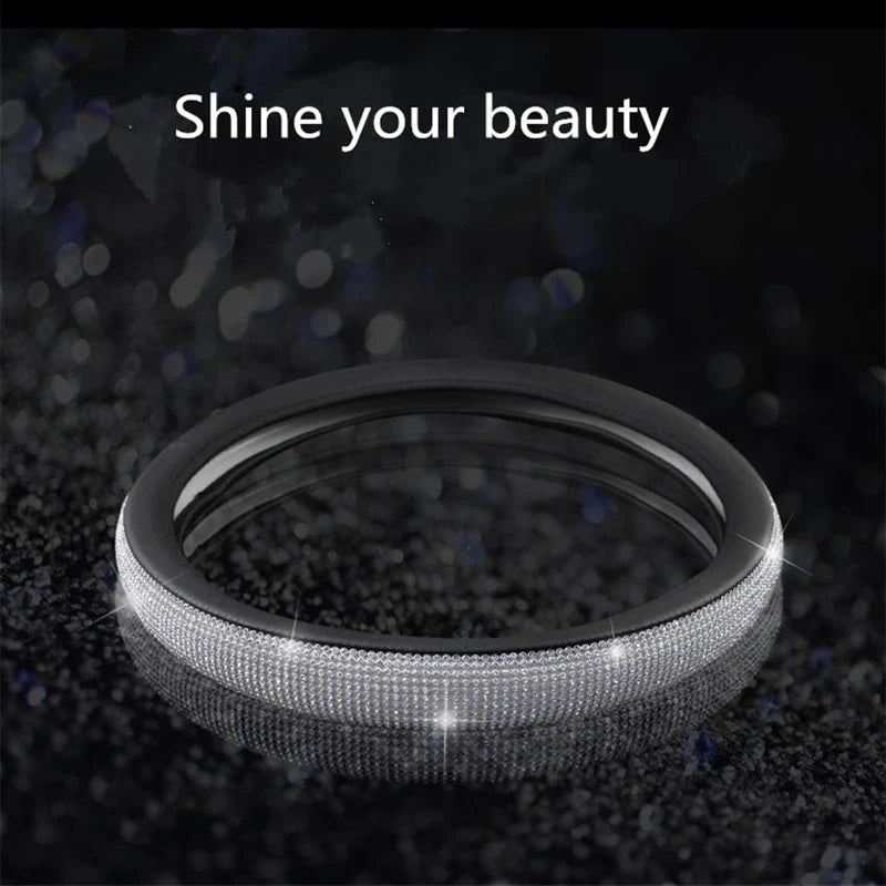 Crystal Car Steering Wheel Cover  PU Leather Auto Accessories Case Car Stylin