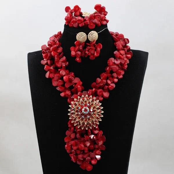 Fabulous African Beads Jewellery Latest Coral Necklace Set