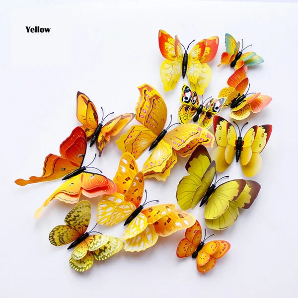 12Pcs Double Layer 3D Butterfly Wall Stickers
