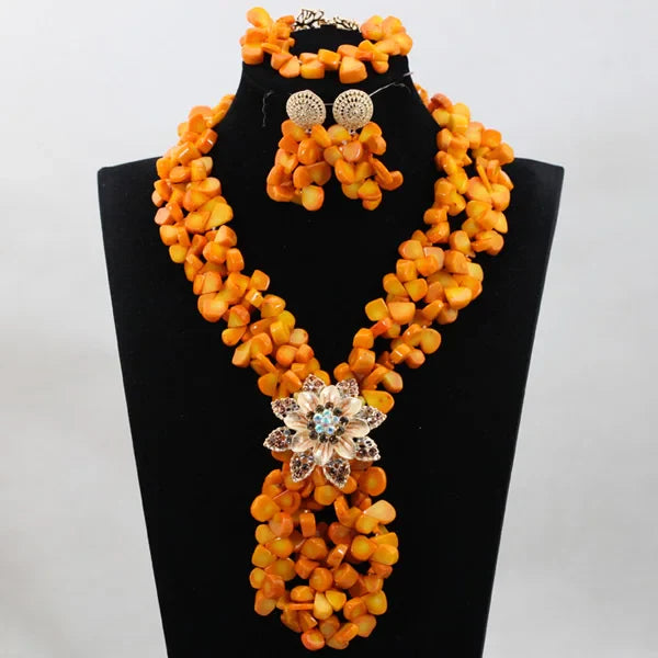 Fabulous African Beads Jewellery Latest Coral Necklace Set