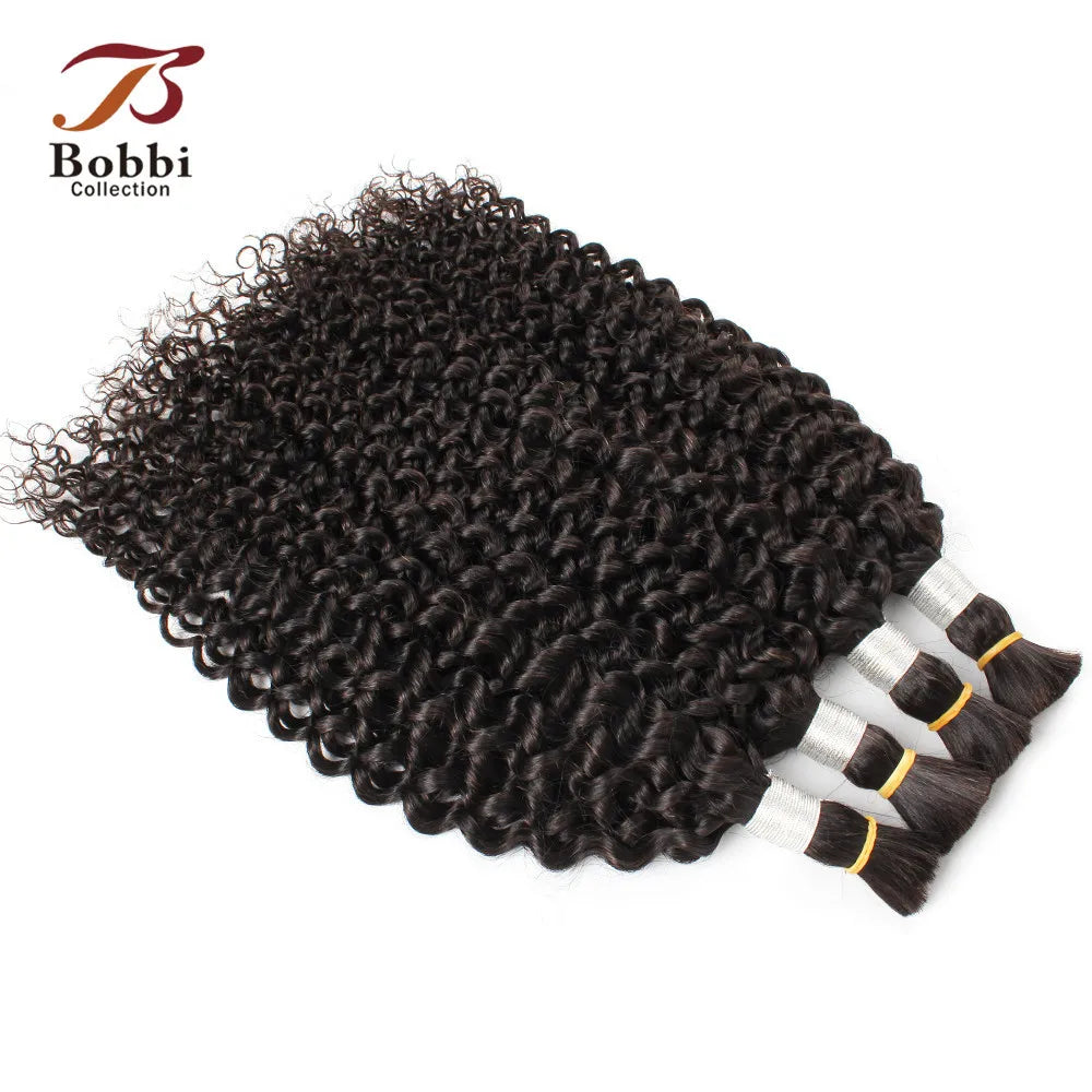 100% Human Hair Bulk for Braiding 1 Bundle Jerry Curly Natural Black Indian Remy Human Boho Braiding Hair Bulk Extensions Bobbi
