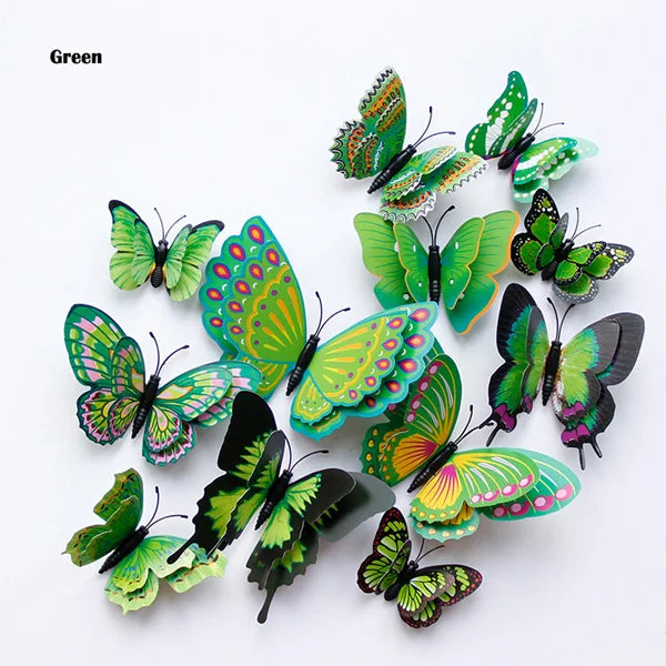 12Pcs Double Layer 3D Butterfly Wall Stickers