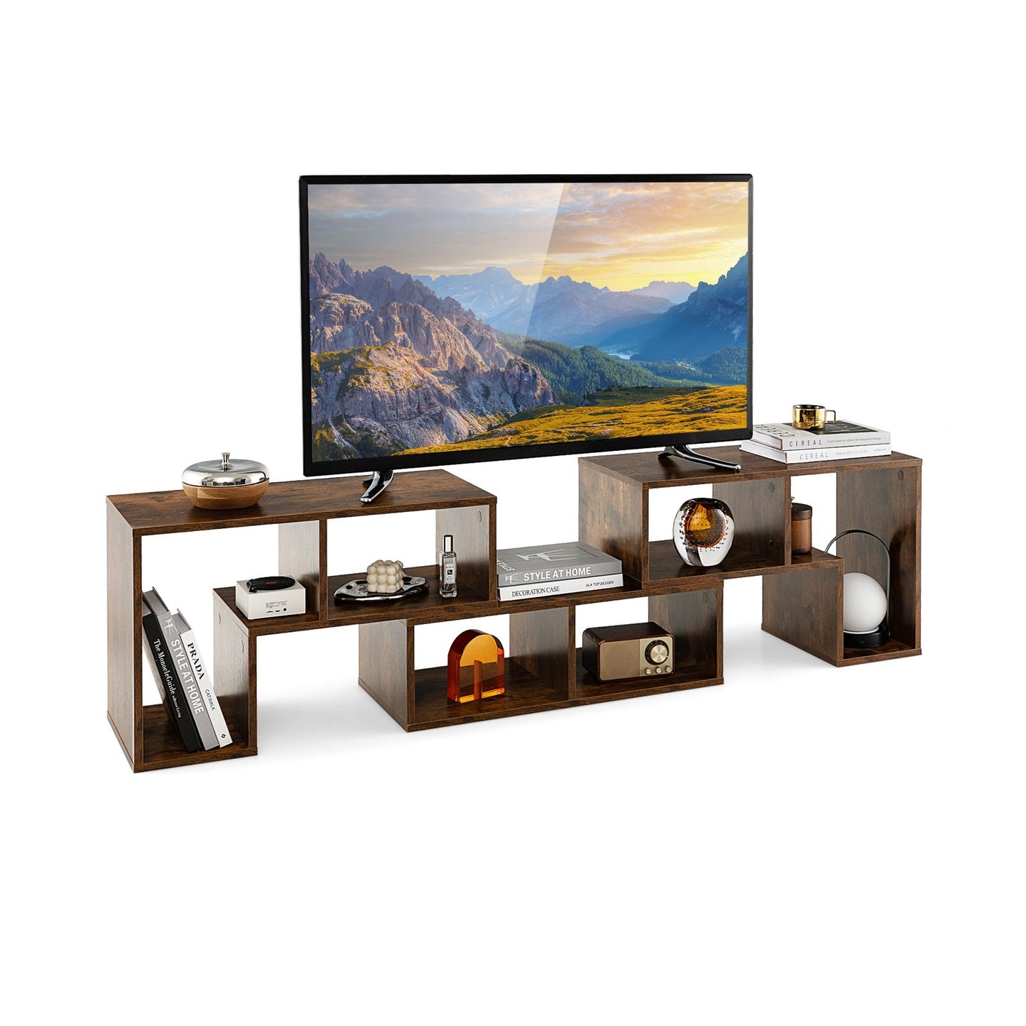 3 Pieces Convertible TV Stand for TVs up to 65 Inches-Black