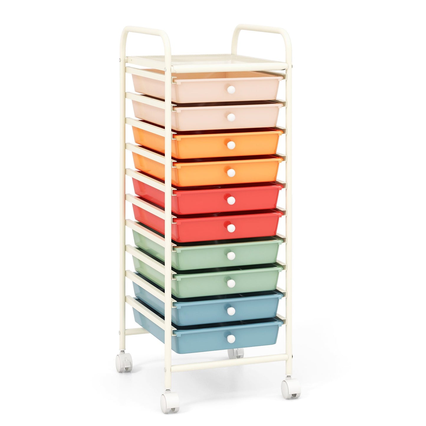 10 Drawers Mobile Storage Trolley with 4 Wheels for Beauty-Black