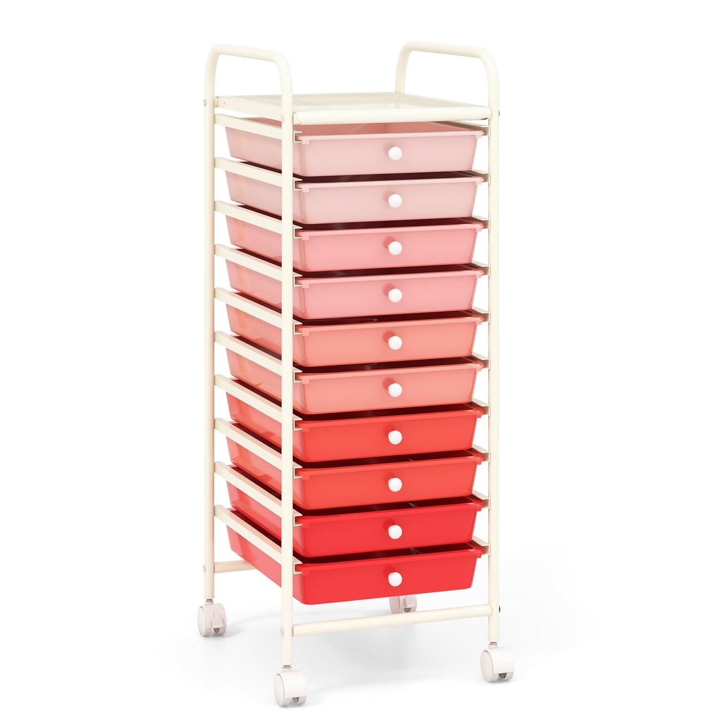 10 Drawers Mobile Storage Trolley with 4 Wheels for Beauty-Black