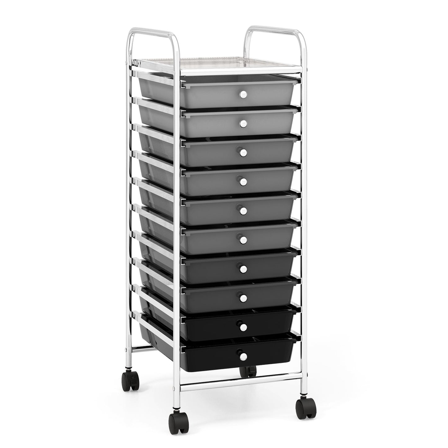 10 Drawers Mobile Storage Trolley with 4 Wheels for Beauty-Black