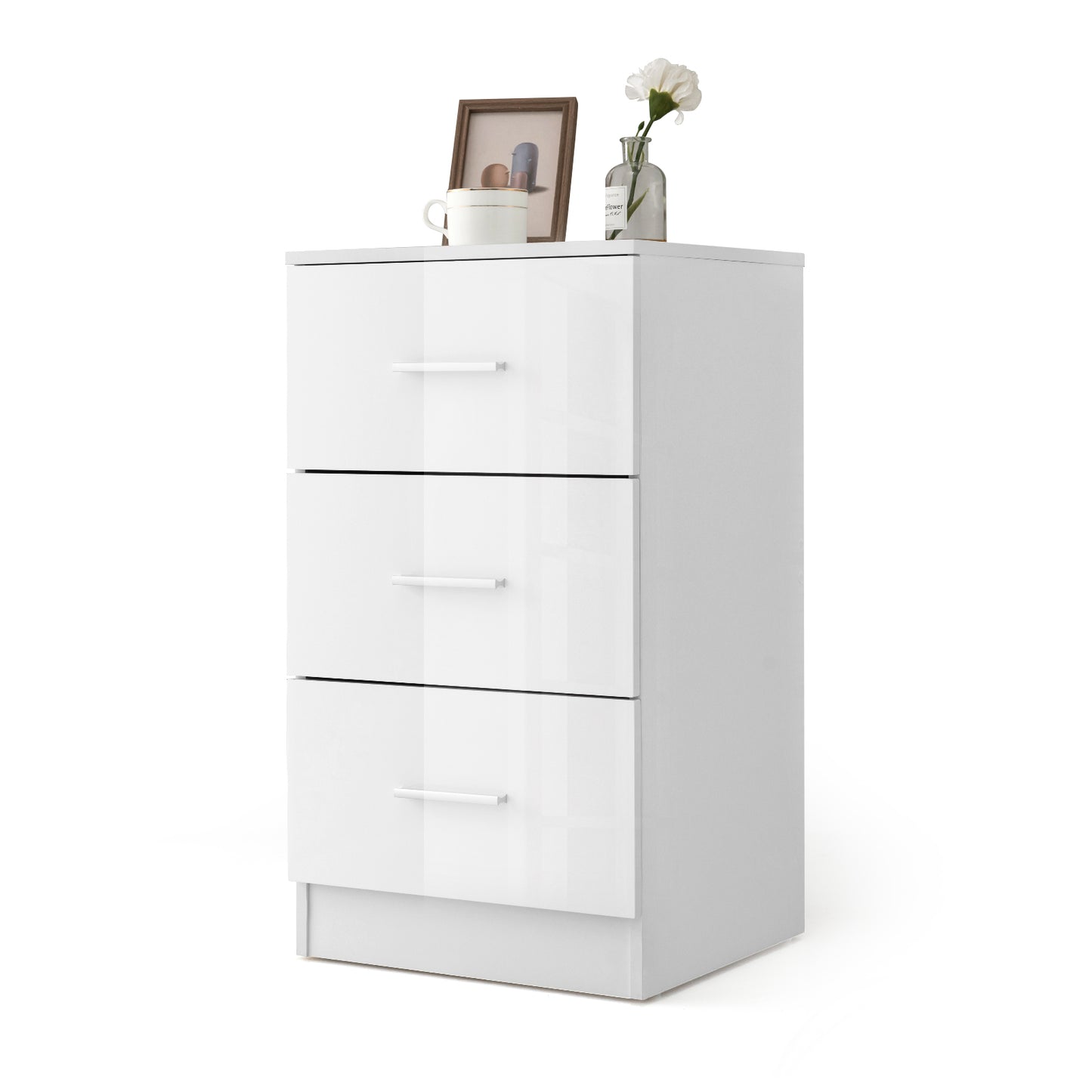 3-Drawer Wooden Dresser Cabinet with Anti-Toppling Device-Black