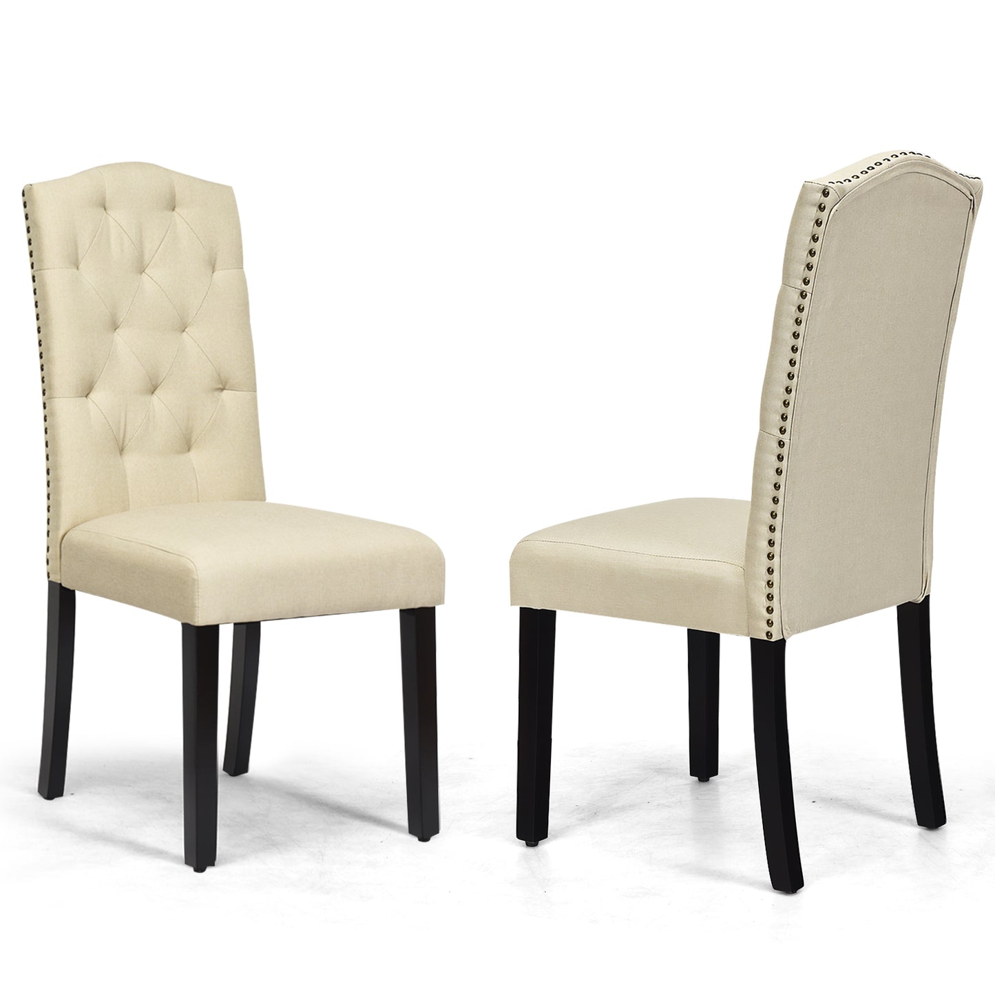 Set of 2 Dining Chairs with Ergonomic High Backrest-White and Black