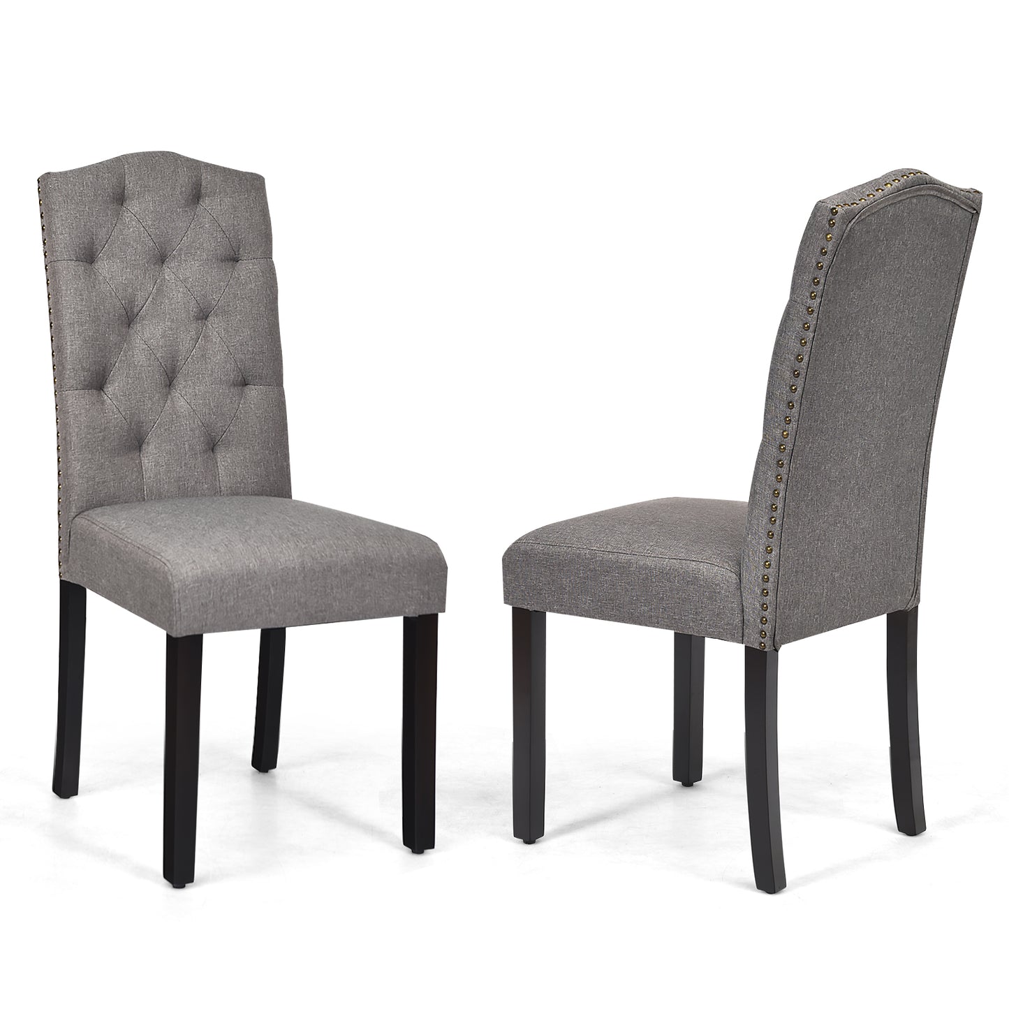 Set of 2 Dining Chairs with Ergonomic High Backrest-White and Black