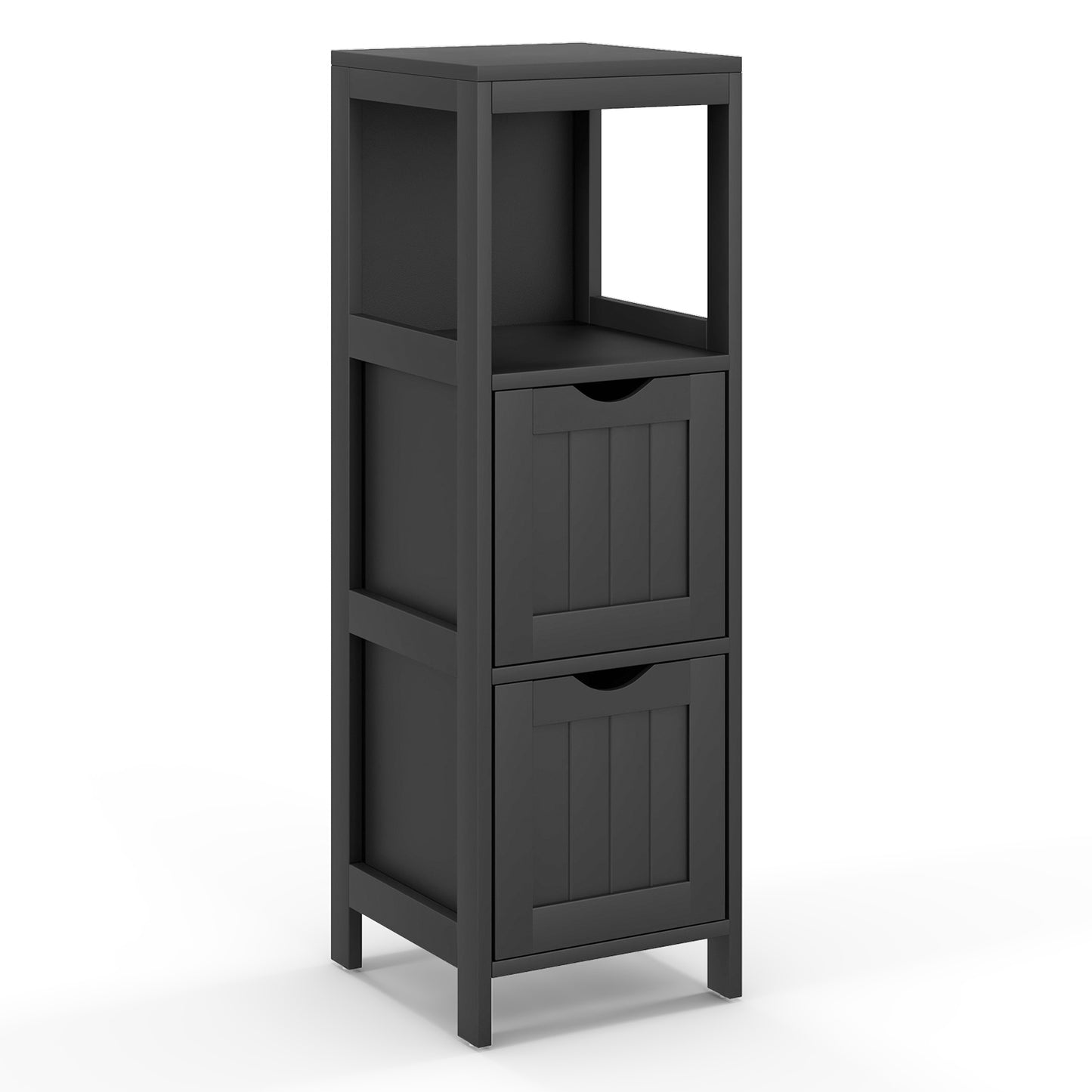 Bathroom Storage Cabinet with 2 Removable Drawers and Open Shelf-Black