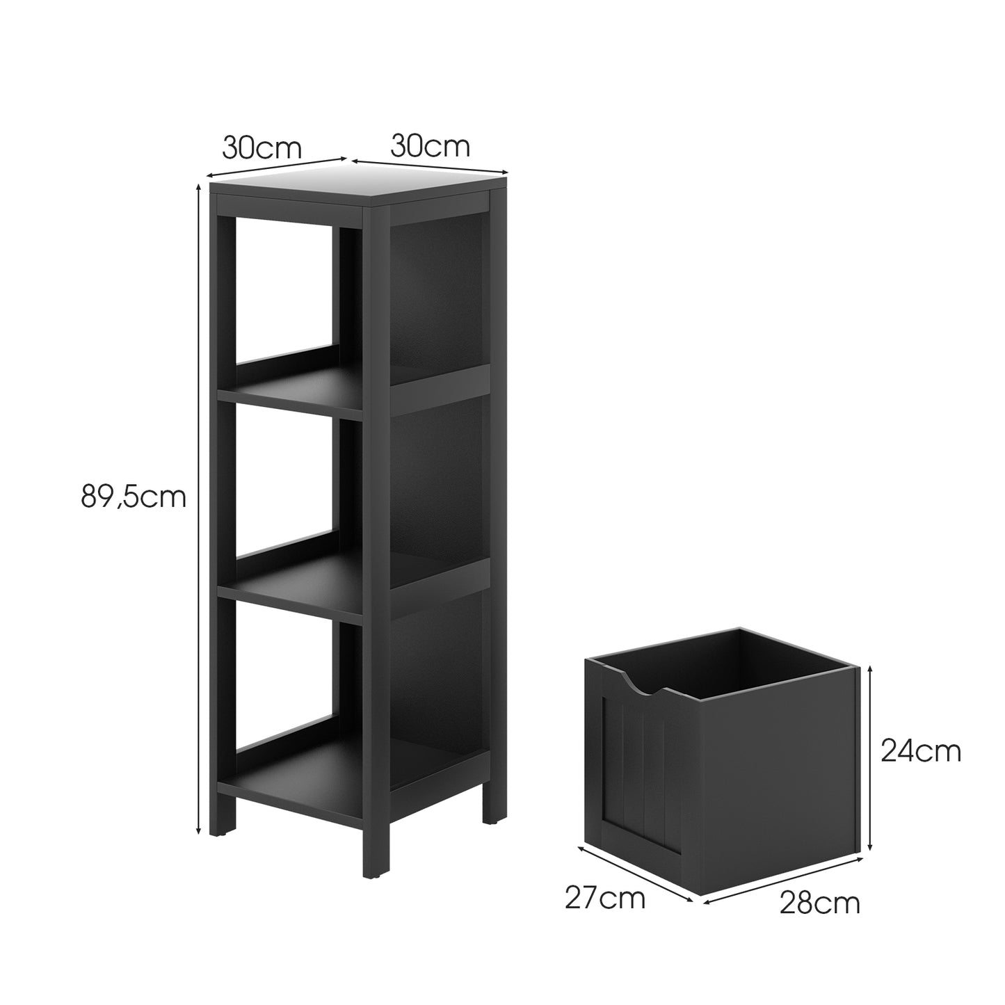 Bathroom Storage Cabinet with 2 Removable Drawers and Open Shelf-Black